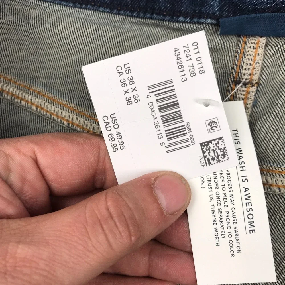 American Eagle Athletic Fit Jeans Mens 36x36 Blue Stone Wash Stretch Denim NEW